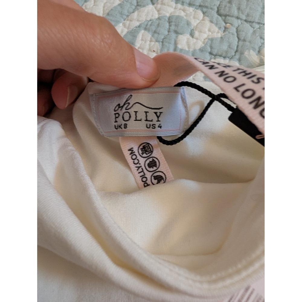 Oh Polly Brielle White Bandeau Mini Dress Strapless Bodycon Side Split US 4 NEW - Picture 8 of 10